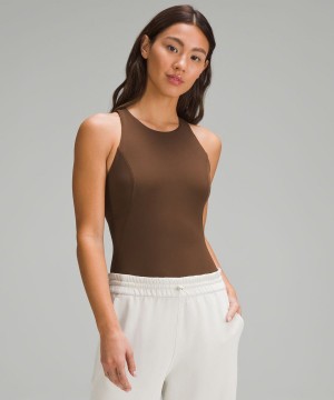 Body Lululemon High-Neck Tight-Fit Shelf Bodysuit Mujer Chocolate Chile | 789ZJBLVQ