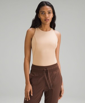 Body Lululemon High-Neck Tight-Fit Shelf Bodysuit Mujer Beige Chile | 803RHGFYD