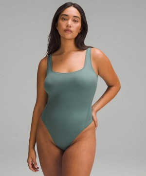 Body Lululemon Wundermost Ultra-Soft Nulu Square-Neck Sin Manga Mujer Verde Oscuro Chile | 731SUPTYQ