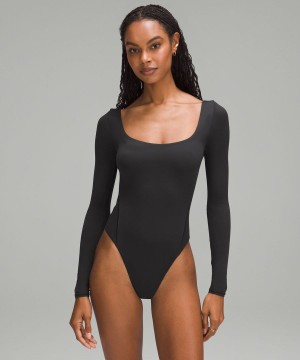 Body Lululemon Wundermost Ultra-Soft Nulu Square-Neck Long-Sleeve Mujer Negras Chile | 531DLSXZW