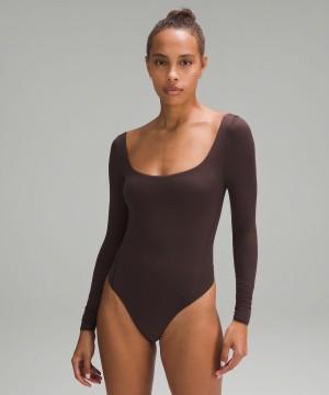 Body Lululemon Wundermost Ultra-Soft Nulu Square-Neck Long-Sleeve Mujer Chocolate Chile | 769TUJPWO