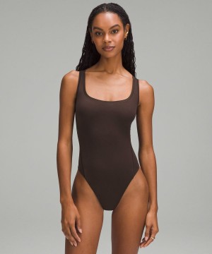 Body Lululemon Wundermost Ultra-Soft Nulu Square-Neck Sin Manga Mujer Chocolate Chile | 245JOBPHC
