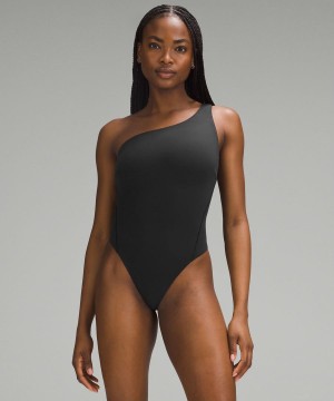 Body Lululemon Wundermost Ultra-Soft Nulu Asymmetrical Mujer Negras Chile | 894XQAEOJ