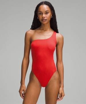 Body Lululemon Wundermost Ultra-Soft Nulu Asymmetrical Mujer Rojas Chile | 592BSVFOX