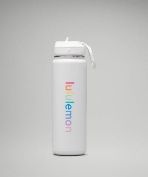 Botellas de Agua Lululemon Back to Life Deporte Bottle 24oz Straw Lid Mujer Blancas Rosas Coral Amarillo Verde Menta Turquesa Chile | 130OMIKJQ