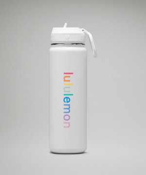 Botellas de Agua Lululemon Back to Life Deporte Bottle 24oz Straw Lid Hombre Blancas Rosas Coral Amarillo Verde Menta Turquesa Chile | 983OIRMEH