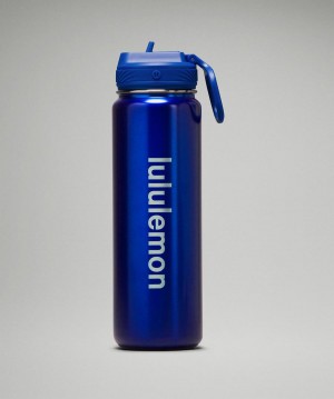 Botellas de Agua Lululemon Back to Life Deporte Bottle 24oz Straw Lid Mujer Azules Chile | 703GLFQUM