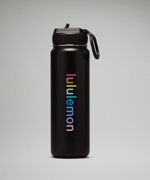 Botellas de Agua Lululemon Back to Life Deporte Bottle 24oz Straw Lid Mujer Negras Rosas Coral Amarillo Verde Menta Turquesa Chile | 258DLVINS
