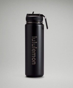 Botellas de Agua Lululemon Back to Life Deporte Bottle 24oz Straw Lid Mujer Negras Chile | 468RNBLTM