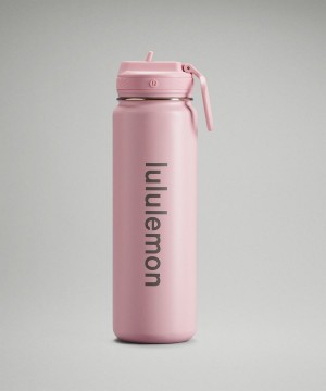 Botellas de Agua Lululemon Back to Life Deporte Bottle 24oz Straw Lid Mujer Rosas Blancas Chile | 698SDOQCG
