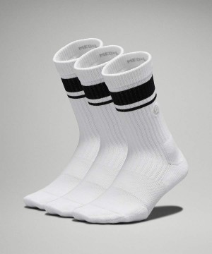 Calcetines Lululemon Daily Stride Acanalado Comodidad Crew 3 Pack Mujer Blancas Negras Chile | 579YBZLNJ