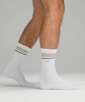 Calcetines Lululemon Daily Stride Acanalado Comodidad Crew Hombre Blancas Beige Chile | 328DKOCUY