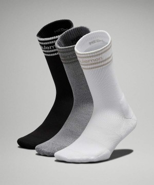 Calcetines Lululemon Daily Stride Crew 3 Pack Mujer Blancas Gris Negras Chile | 763CWJUQX