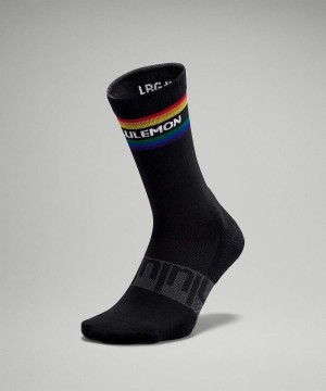 Calcetines Lululemon Daily Stride Crew StripeWordmark Hombre Negras Chile | 842YZTUAK