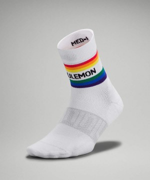 Calcetines Lululemon Daily Stride Mid-Crew Stripe Wordmark Mujer Blancas Chile | 269IMEYQF