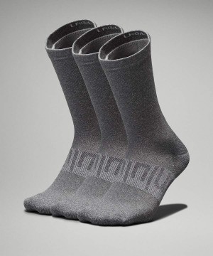Calcetines Lululemon Power Stride Crew 3 Pack Hombre Gris Chile | 691JNTPLB