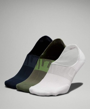 Calcetines Lululemon Power Stride No-Show with Active Grip 3 Pack Hombre Blancas Verde Oliva Azul Marino Chile | 032NXZAKO