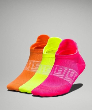 Calcetines Lululemon Power Stride Tab 3 Pack Mujer Rosas Amarillo Naranjas Chile | 247QVNUMB