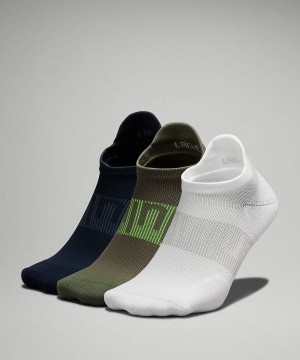 Calcetines Lululemon Power Stride Tab 3 Pack Hombre Blancas Verde Oliva Azul Marino Chile | 258TQOJHB