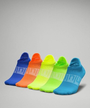 Calcetines Lululemon Power Stride Tab 5 Pack Hombre Turquesa Amarillo Naranjas Azules Chile | 504QDZKGC
