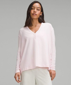 Camisa Manga Larga Lululemon Back In Action V-Neck Mujer Rojas Claro Chile | 134MEQLWT