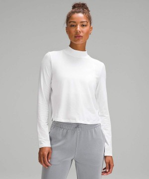 Camisa Manga Larga Lululemon Classic-Fit Algodon-Blend Mockneck Mujer Blancas Chile | 296WBTAKD