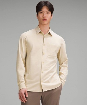 Camisa Manga Larga Lululemon Commission Hombre Kaki Blancas Chile | 176NZEMIY