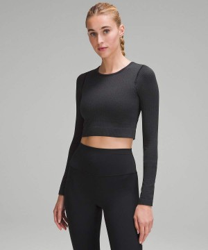Camisa Manga Larga Lululemon Ebb to Calle Mujer Negras Chile | 370RBJWVE