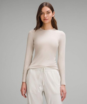 Camisa Manga Larga Lululemon Hold Tight Mujer Beige Chile | 204YAUHPT