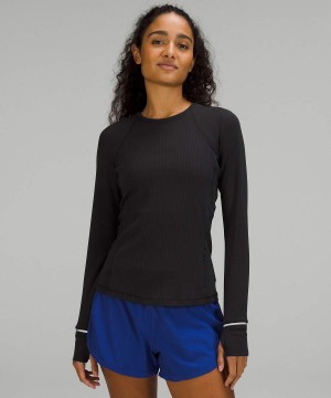 Camisa Manga Larga Lululemon It's Rulu Acanalado Mujer Negras Chile | 510IWVAZC