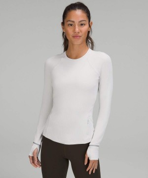 Camisa Manga Larga Lululemon It's Rulu Acanalado Mujer Blancas Chile | 438RZCPVB