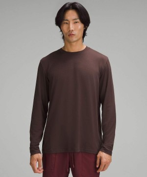 Camisa Manga Larga Lululemon License to Train Relaxed-Fit Hombre Chocolate Chile | 974ZFTSUR