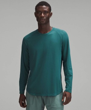 Camisa Manga Larga Lululemon License to Train Hombre Turquesa Chile | 685RMLNVB