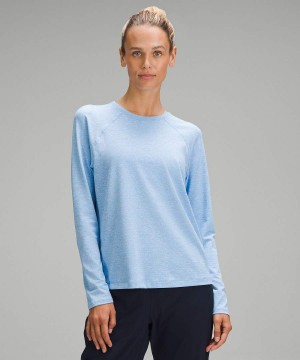 Camisa Manga Larga Lululemon License to Train Classic-Fit Mujer Azules Chile | 598XOWUBR