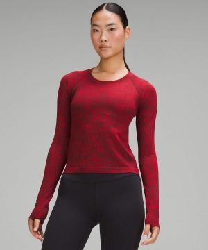 Camisa Manga Larga Lululemon Lunar New Year Swiftly Tech 2.0 Race Length Mujer Rojas Oscuro Chile | 071ICMENB