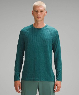 Camisa Manga Larga Lululemon Metal Vent Tech Hombre Turquesa Chile | 648KBSXYN