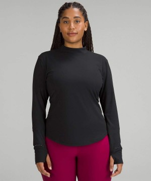Camisa Manga Larga Lululemon Rulu Correr Mockneck Mujer Negras Chile | 538CZEQOY