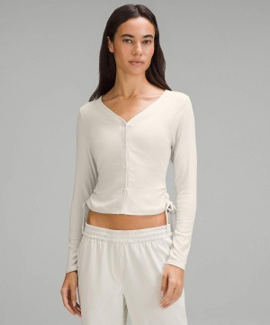 Camisa Manga Larga Lululemon Side-Cinch Acanalado Cardigan Mujer Beige Chile | 609IDLKBC