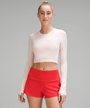 Camisa Manga Larga Lululemon Swiftly Tech Cropped 2.0 Mujer Rojas Claro Chile | 095NRFPWD