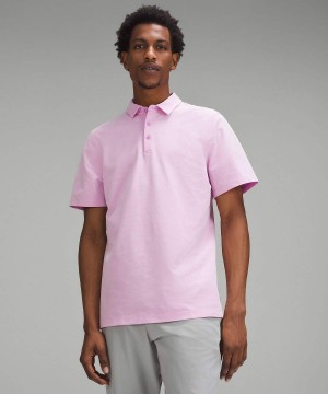 Camisa Polo Lululemon Evolution Oxford Corta-Sleeve Hombre Moradas Blancas Chile | 832TWQOFU