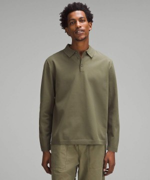 Camisa Polo Lululemon Ligeros Knit Long-Sleeve Hombre Verde Oliva Chile | 137DOULPY