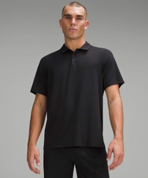 Camisa Polo Lululemon Logo Deporte Corta Sleeve Hombre Negras Chile | 580PMJFEH