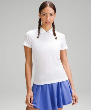 Camisa Polo Lululemon Swiftly Tech Corta-Sleeve Half-Zip Mujer Blancas Blancas Chile | 290IKDPFS