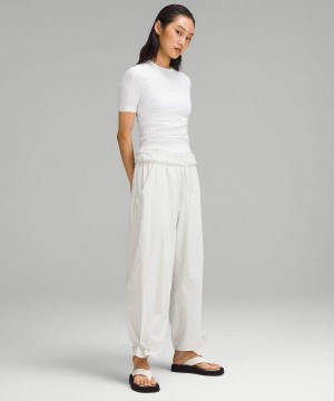Camiseta Lululemon Asymmetrical Acanalado Algodon Mujer Blancas Chile | 984MAXLOF