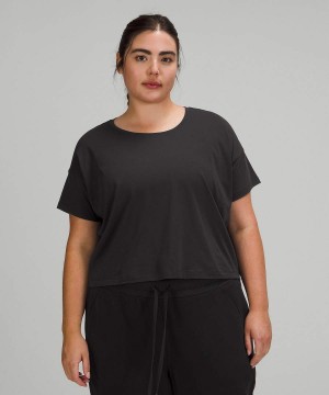 Camiseta Lululemon Cates Cropped Mujer Negras Chile | 619BXGKEO