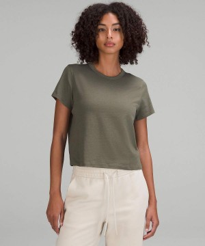 Camiseta Lululemon Classic-Fit Algodon-Blend Mujer Verde Oscuro Chile | 956YKIAJV