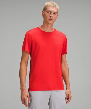 Camiseta Lululemon Fast and Free Corta-Sleeve Hombre Rojas Chile | 714DBWZXE