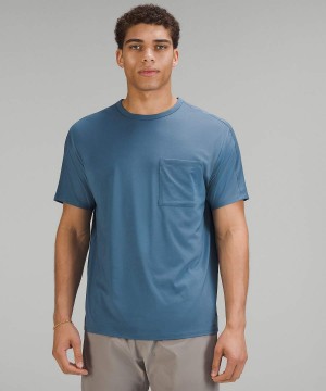 Camiseta Lululemon Fundamental Pocket Hombre Azules Chile | 723WCNBGK