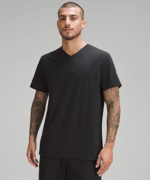 Camiseta Lululemon Fundamental V-Neck Hombre Negras Chile | 298CJDPZN