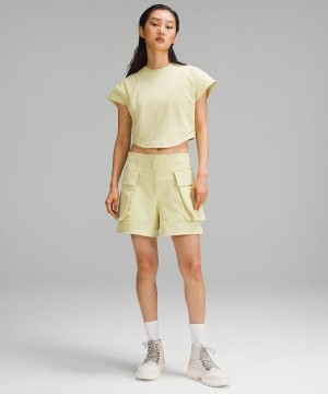 Camiseta Lululemon Heavyweight Algodon Mock-Neck Mujer Amarillo Chile | 267NWCFLU